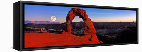 Moonrise at Delicate Arch, Arches National Park, Moab, Utah, USA-null-Framed Premier Image Canvas