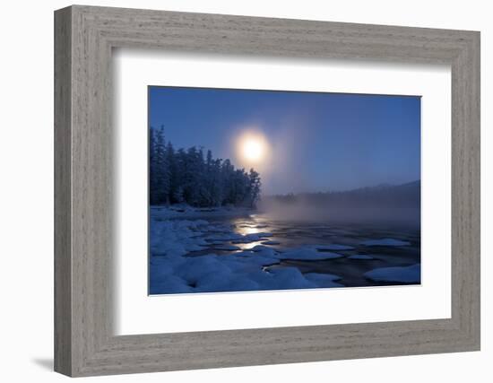 Moonrise at twilight, Putoransky State Nature Reserve, Putorana Plateau, Siberia, Russia-Sergey Gorshkov-Framed Photographic Print