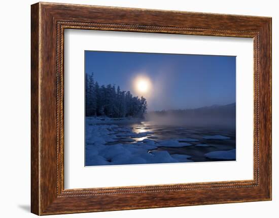 Moonrise at twilight, Putoransky State Nature Reserve, Putorana Plateau, Siberia, Russia-Sergey Gorshkov-Framed Photographic Print