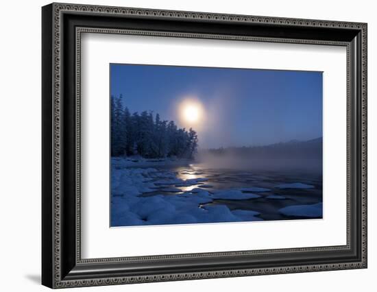 Moonrise at twilight, Putoransky State Nature Reserve, Putorana Plateau, Siberia, Russia-Sergey Gorshkov-Framed Photographic Print