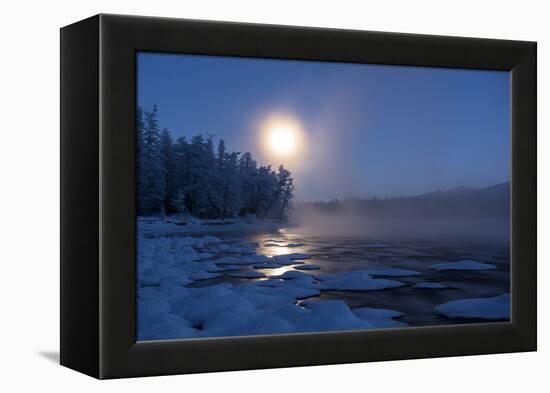 Moonrise at twilight, Putoransky State Nature Reserve, Putorana Plateau, Siberia, Russia-Sergey Gorshkov-Framed Premier Image Canvas