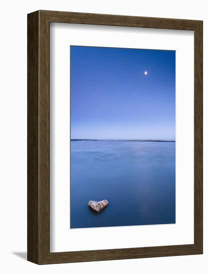 Moonrise at Winchelsea Beach and Heart-Shaped Rock, Winchelsea, Sussex, England, United Kingdom-Bill Ward-Framed Photographic Print