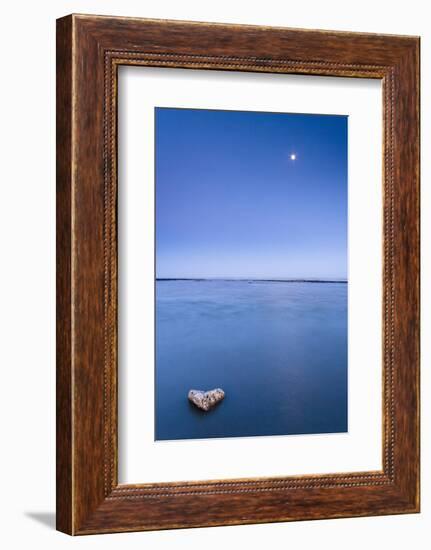 Moonrise at Winchelsea Beach and Heart-Shaped Rock, Winchelsea, Sussex, England, United Kingdom-Bill Ward-Framed Photographic Print