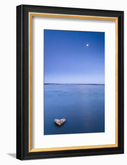 Moonrise at Winchelsea Beach and Heart-Shaped Rock, Winchelsea, Sussex, England, United Kingdom-Bill Ward-Framed Photographic Print