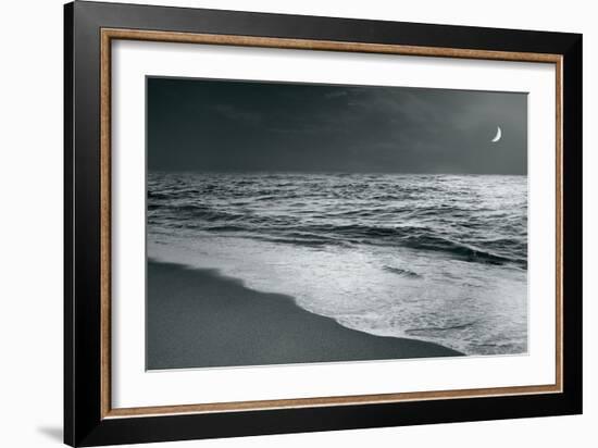 Moonrise Beach Black and White-Sue Schlabach-Framed Art Print