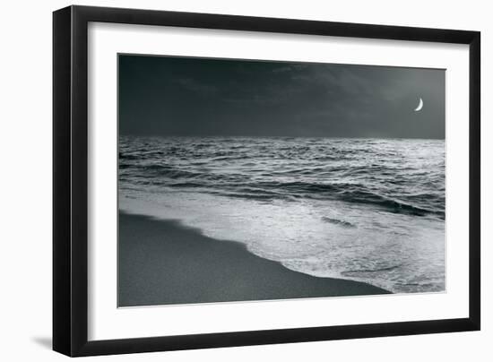 Moonrise Beach Black and White-Sue Schlabach-Framed Art Print