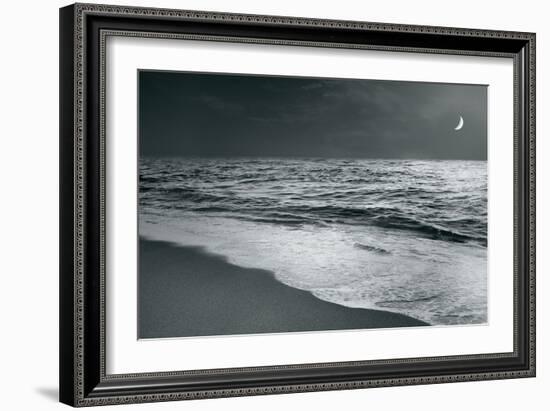 Moonrise Beach Black and White-Sue Schlabach-Framed Art Print