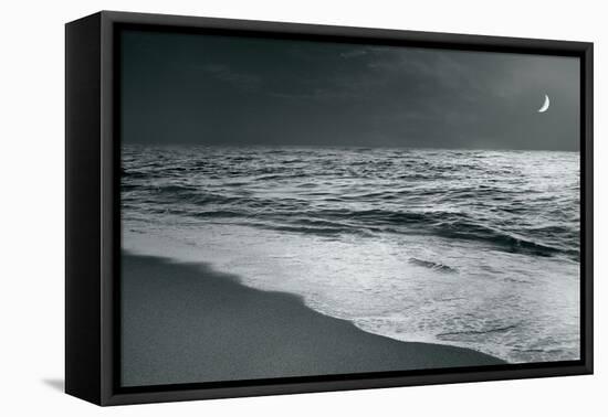 Moonrise Beach Black and White-Sue Schlabach-Framed Stretched Canvas