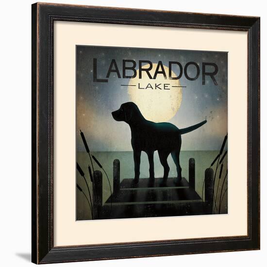 Moonrise Black Dog - Labrador Lake-Ryan Fowler-Framed Art Print