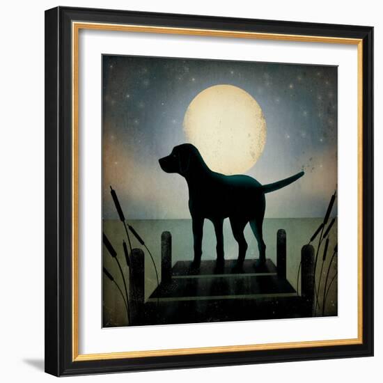 Moonrise Black Dog-Ryan Fowler-Framed Art Print