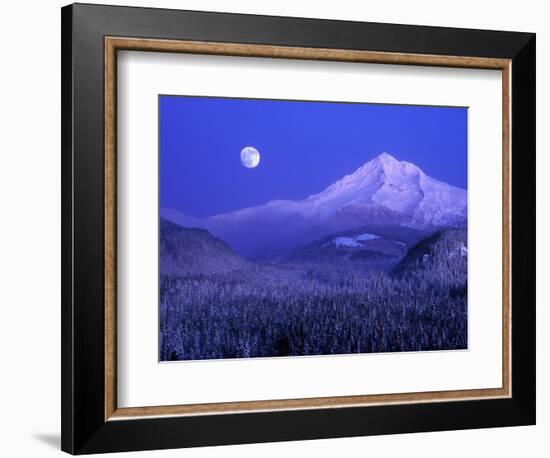 Moonrise over Mt. Hood, Oregon, USA-Janis Miglavs-Framed Photographic Print