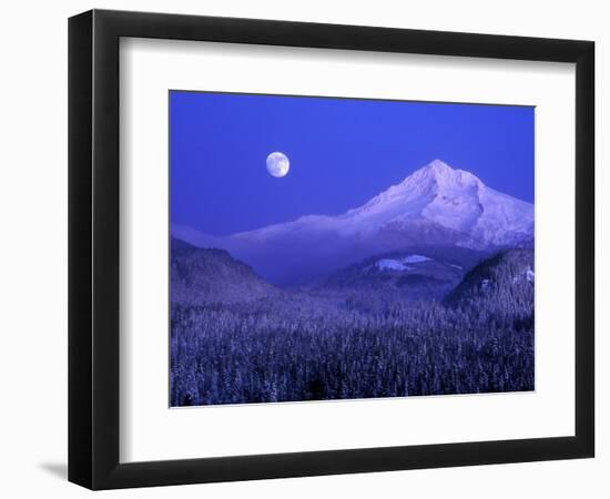 Moonrise over Mt. Hood, Oregon, USA-Janis Miglavs-Framed Photographic Print