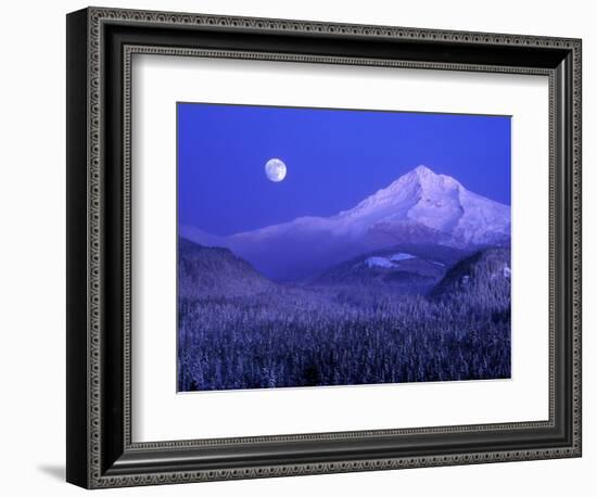 Moonrise over Mt. Hood, Oregon, USA-Janis Miglavs-Framed Photographic Print