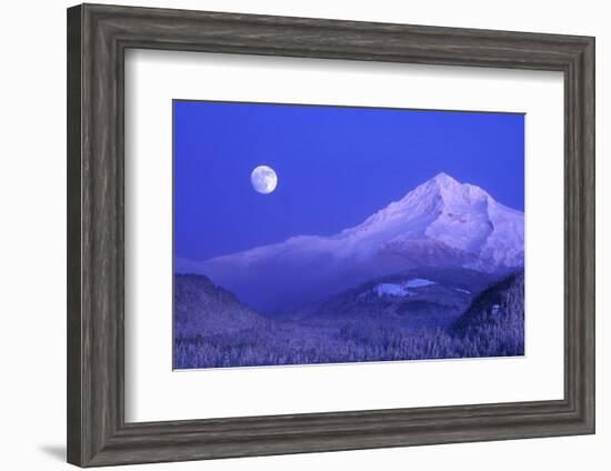 Moonrise over Mt. Hood, Oregon, USA-Janis Miglavs-Framed Photographic Print