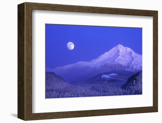 Moonrise over Mt. Hood, Oregon, USA-Janis Miglavs-Framed Photographic Print