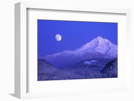 Moonrise over Mt. Hood, Oregon, USA-Janis Miglavs-Framed Photographic Print