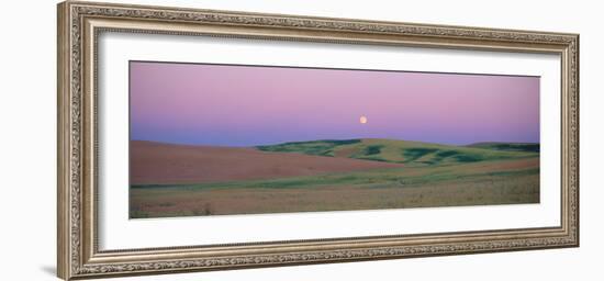 Moonrise over Pea Fields, the Palouse, Washington State-null-Framed Photographic Print