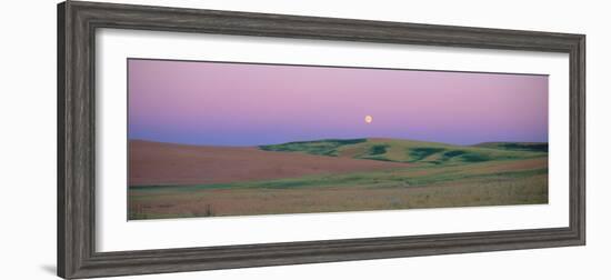 Moonrise over Pea Fields, the Palouse, Washington State-null-Framed Photographic Print