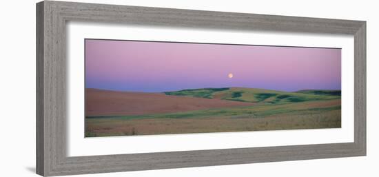 Moonrise over Pea Fields, the Palouse, Washington State-null-Framed Photographic Print