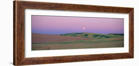 Moonrise over Pea Fields, the Palouse, Washington State--Framed Photographic Print