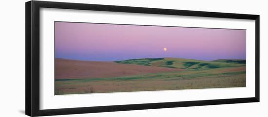 Moonrise over Pea Fields, the Palouse, Washington State-null-Framed Photographic Print