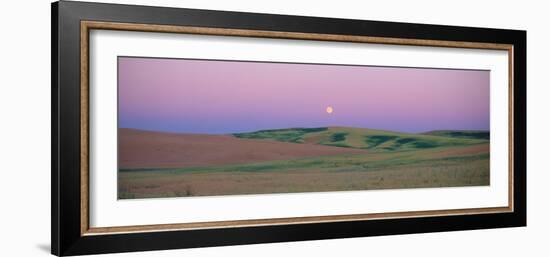 Moonrise over Pea Fields, the Palouse, Washington State-null-Framed Photographic Print