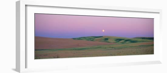 Moonrise over Pea Fields, the Palouse, Washington State-null-Framed Photographic Print