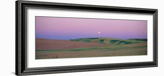 Moonrise over Pea Fields, the Palouse, Washington State-null-Framed Photographic Print