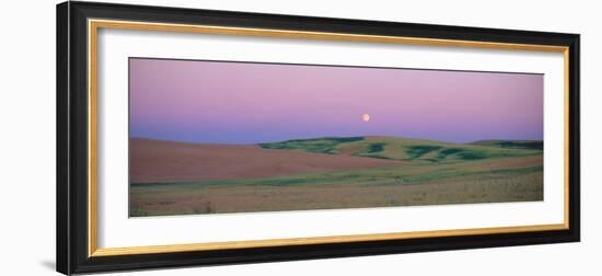 Moonrise over Pea Fields, the Palouse, Washington State-null-Framed Photographic Print