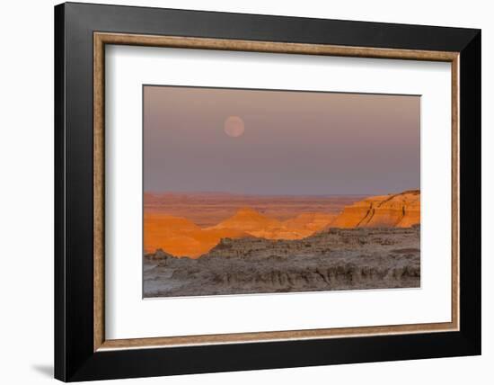 Moonrise over Rugged Landscape at Sunset, South Dakota, USA-Jaynes Gallery-Framed Photographic Print