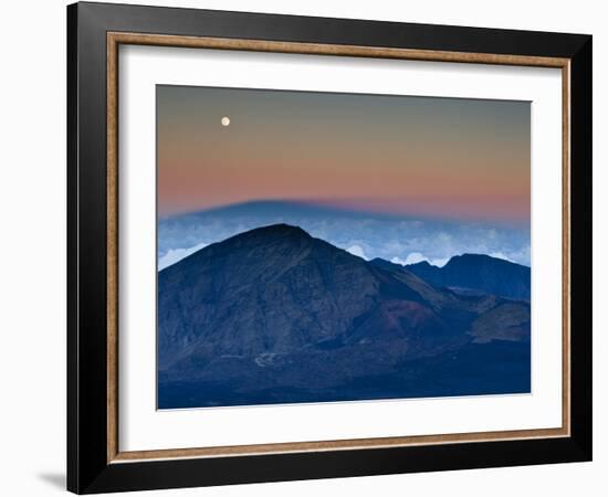 Moonrise over the Haleakala Crater,  Haleakala National Park, Maui, Hawaii.-Ian Shive-Framed Photographic Print