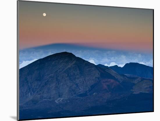 Moonrise over the Haleakala Crater,  Haleakala National Park, Maui, Hawaii.-Ian Shive-Mounted Photographic Print