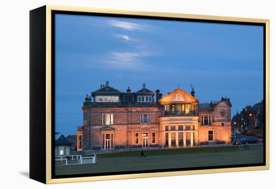 Moonrise over the Royal and Ancient Golf Club, St. Andrews, Fife, Scotland, United Kingdom, Europe-Mark Sunderland-Framed Premier Image Canvas