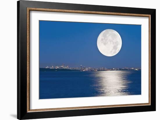 Moonrise Over Vancouver Harbour-David Nunuk-Framed Photographic Print