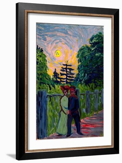 Moonrise: Soldier and Maiden, 1905 (Oil on Board)-Ernst Ludwig Kirchner-Framed Giclee Print