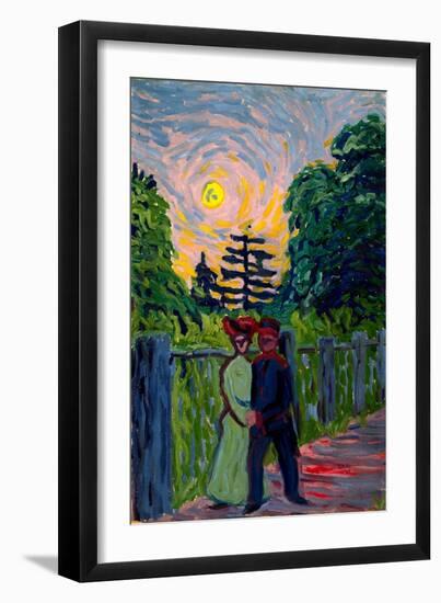 Moonrise: Soldier and Maiden, 1905 (Oil on Board)-Ernst Ludwig Kirchner-Framed Giclee Print