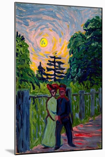 Moonrise: Soldier and Maiden, 1905 (Oil on Board)-Ernst Ludwig Kirchner-Mounted Giclee Print