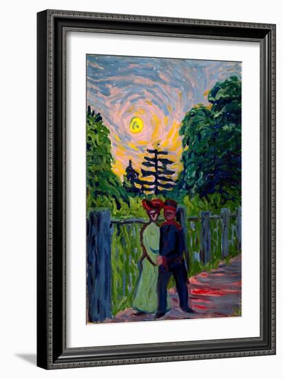 Moonrise: Soldier and Maiden, 1905 (Oil on Board)-Ernst Ludwig Kirchner-Framed Giclee Print