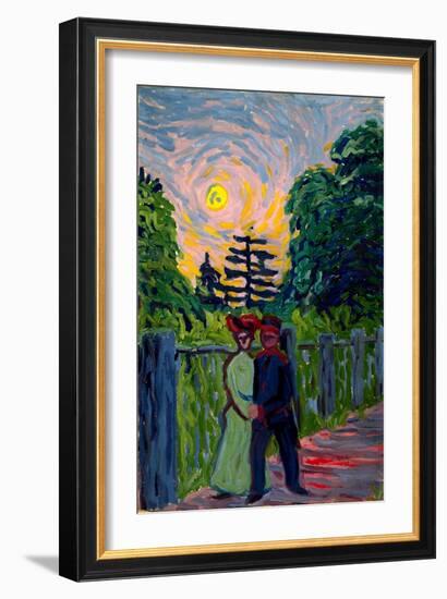 Moonrise: Soldier and Maiden, 1905 (Oil on Board)-Ernst Ludwig Kirchner-Framed Giclee Print