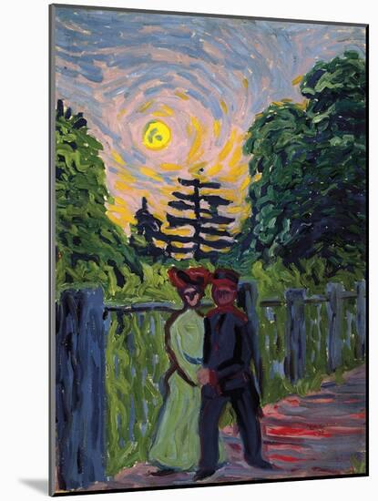 Moonrise - Soldier and Maiden-Ernst Ludwig Kirchner-Mounted Giclee Print