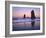 Moonset Between the Needles Rocks in Early Morning Light, Cannon Beach, Oregon, USA-Steve Terrill-Framed Photographic Print