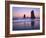 Moonset Between the Needles Rocks in Early Morning Light, Cannon Beach, Oregon, USA-Steve Terrill-Framed Photographic Print