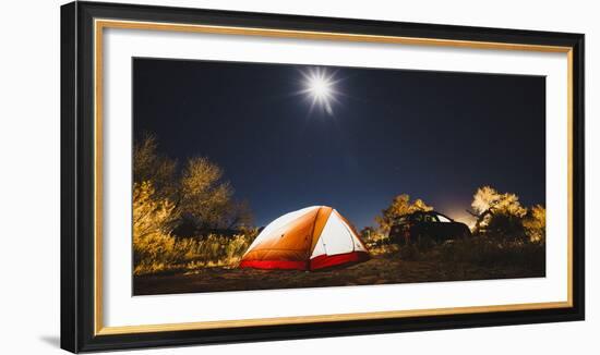 Moonstar Above Tent, Indian Creek, Utah-Louis Arevalo-Framed Photographic Print
