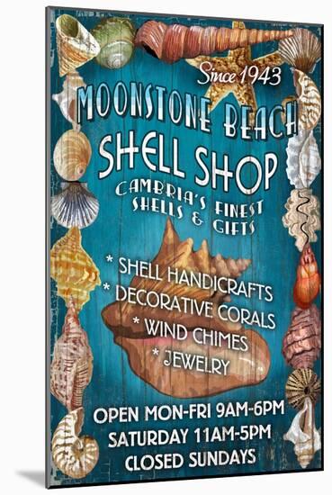 Moonstone Beach, California - Shell Shop Vintage Sign-Lantern Press-Mounted Art Print
