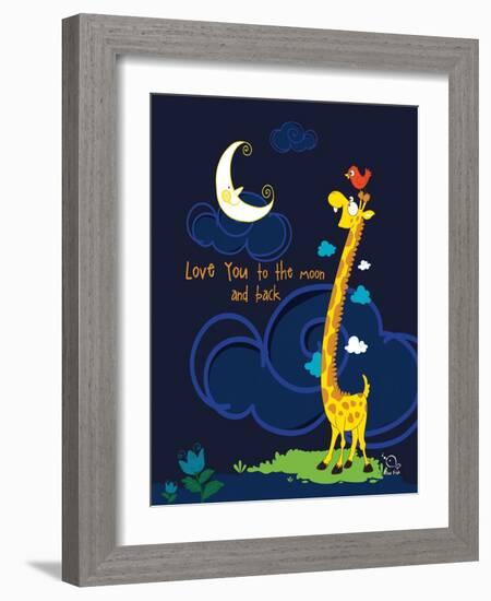 Moony Light!-Blue Fish-Framed Art Print