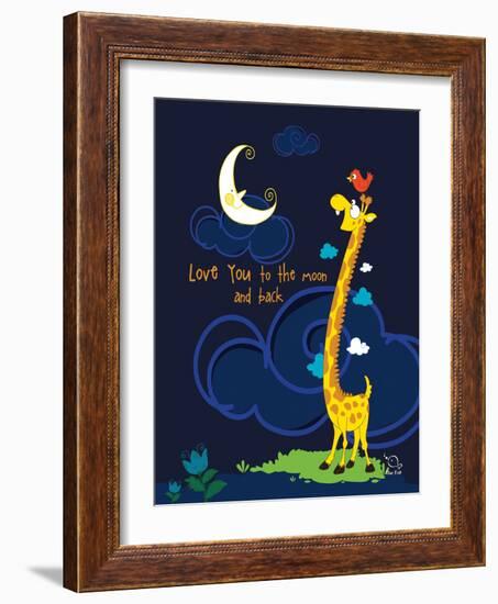 Moony Light!-Blue Fish-Framed Art Print