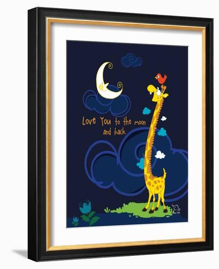 Moony Light!-Blue Fish-Framed Art Print