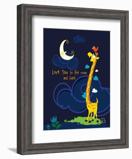 Moony Light!-Blue Fish-Framed Art Print