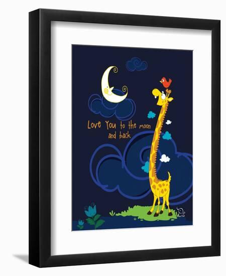 Moony Light!-Blue Fish-Framed Art Print