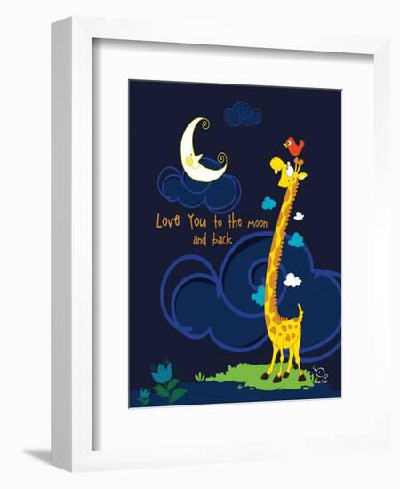 Moony Light!-Blue Fish-Framed Art Print